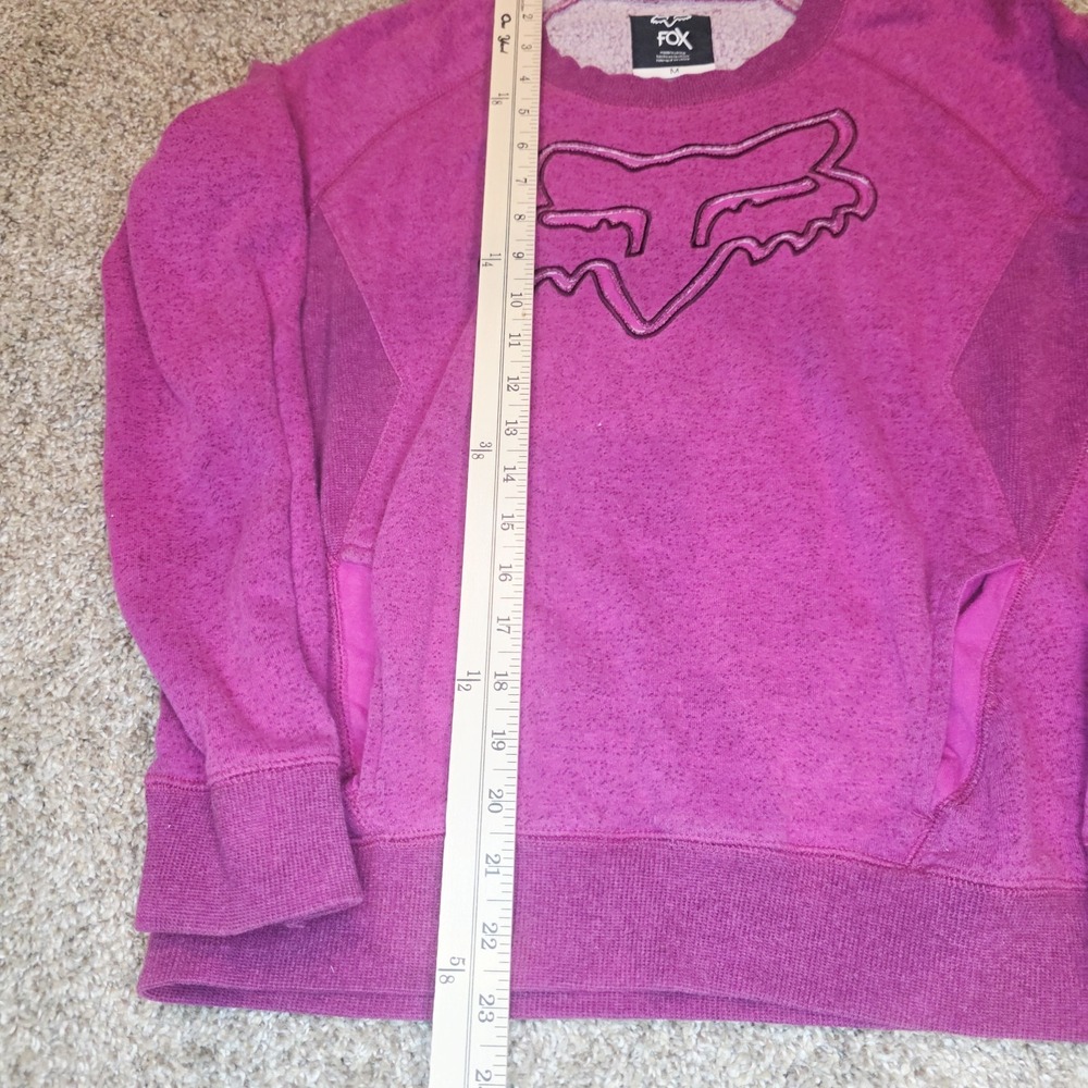 Womens Medium Fox Racing Magenta Crewneck Pullover Sweatshirt Cotton Blend - Picture 3 of 5